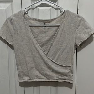me to we light gray crop top